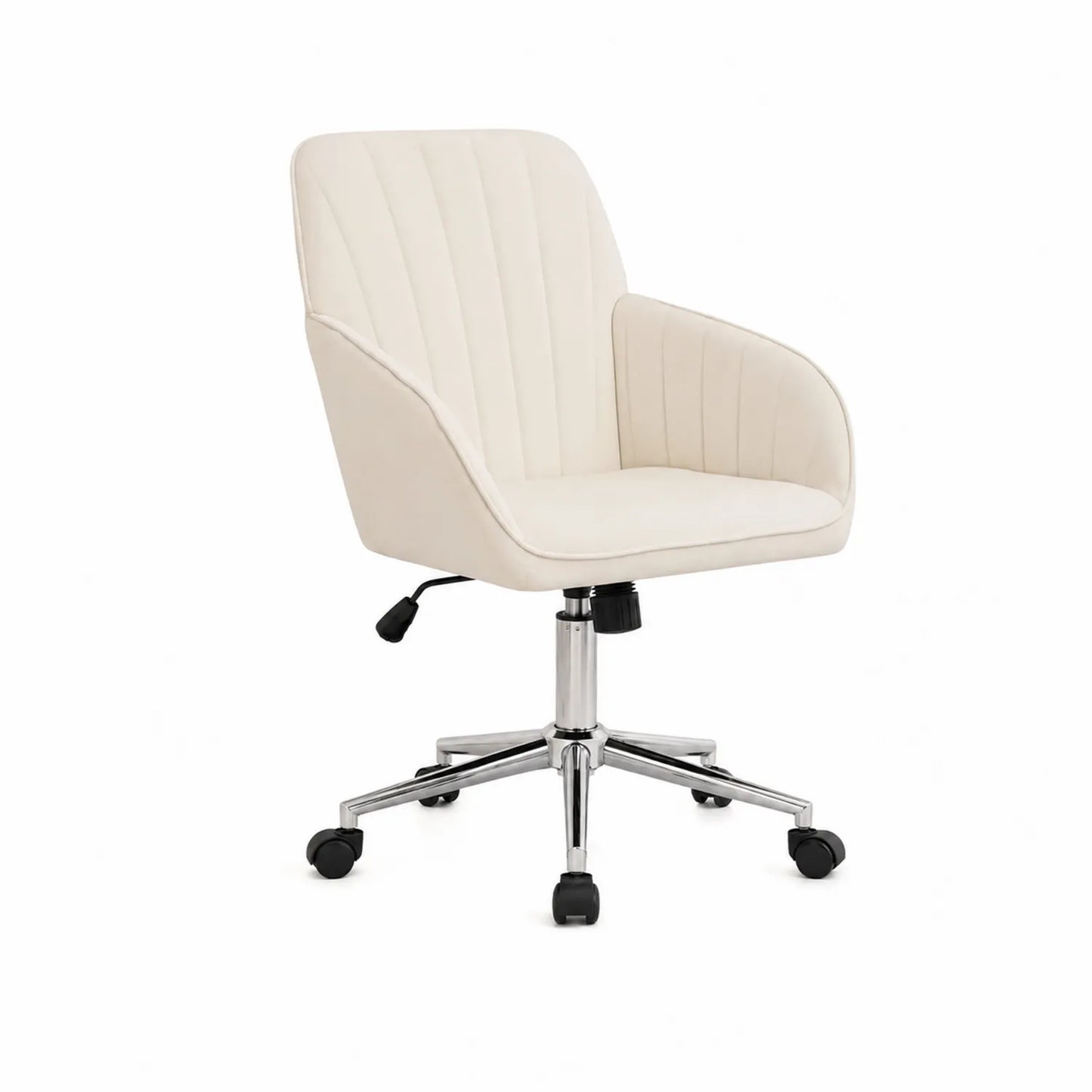 Chaise de Bureau en Métal avec Revêtement en Tissu Beige