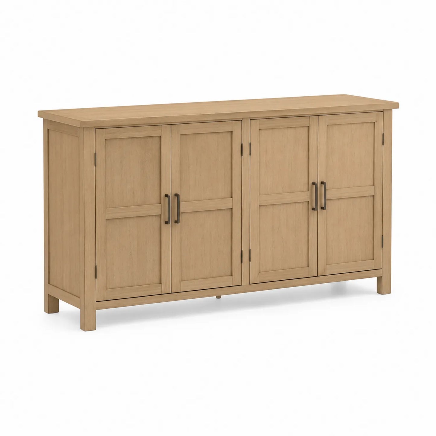 Buffet en bois 4 portes Chêne Clair 180x40x85 cm