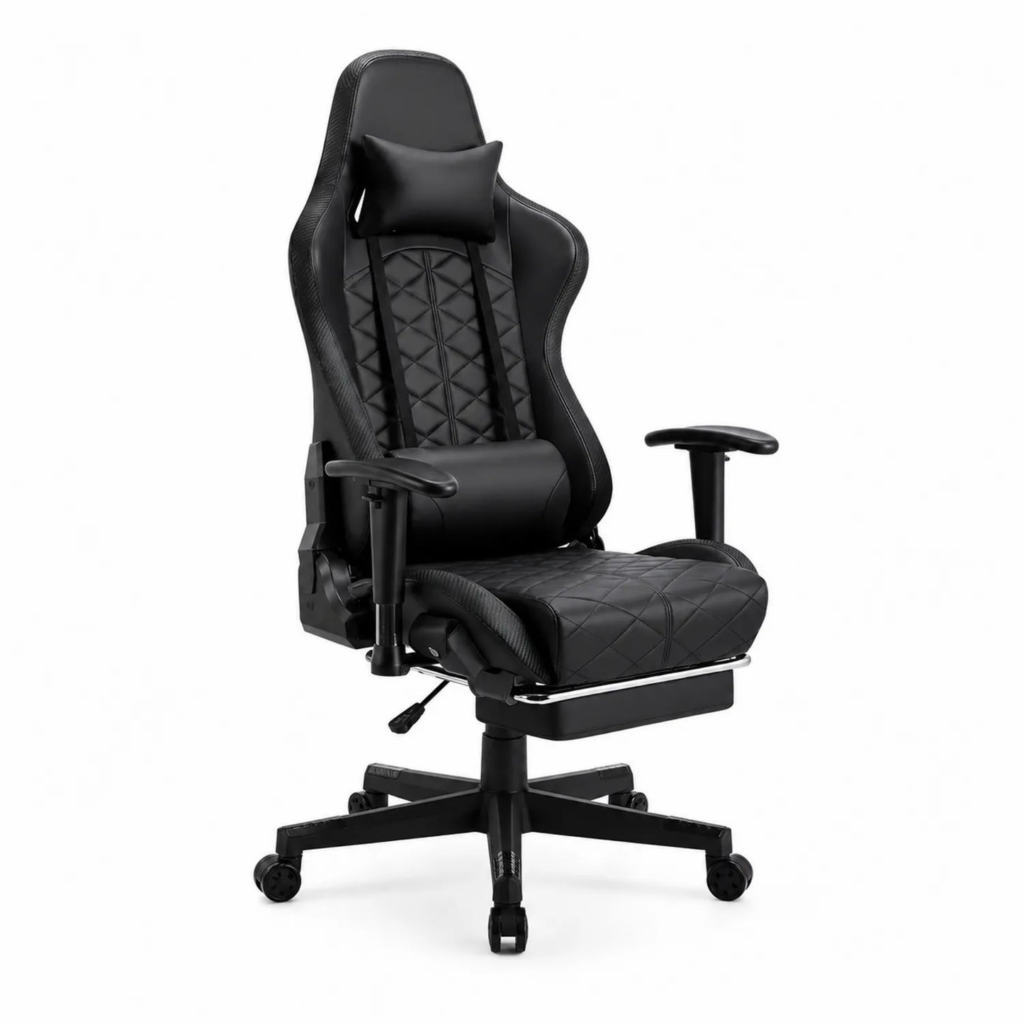 Chaise de bureau en cuir PU avec repose-pieds et accoudoirs réglables