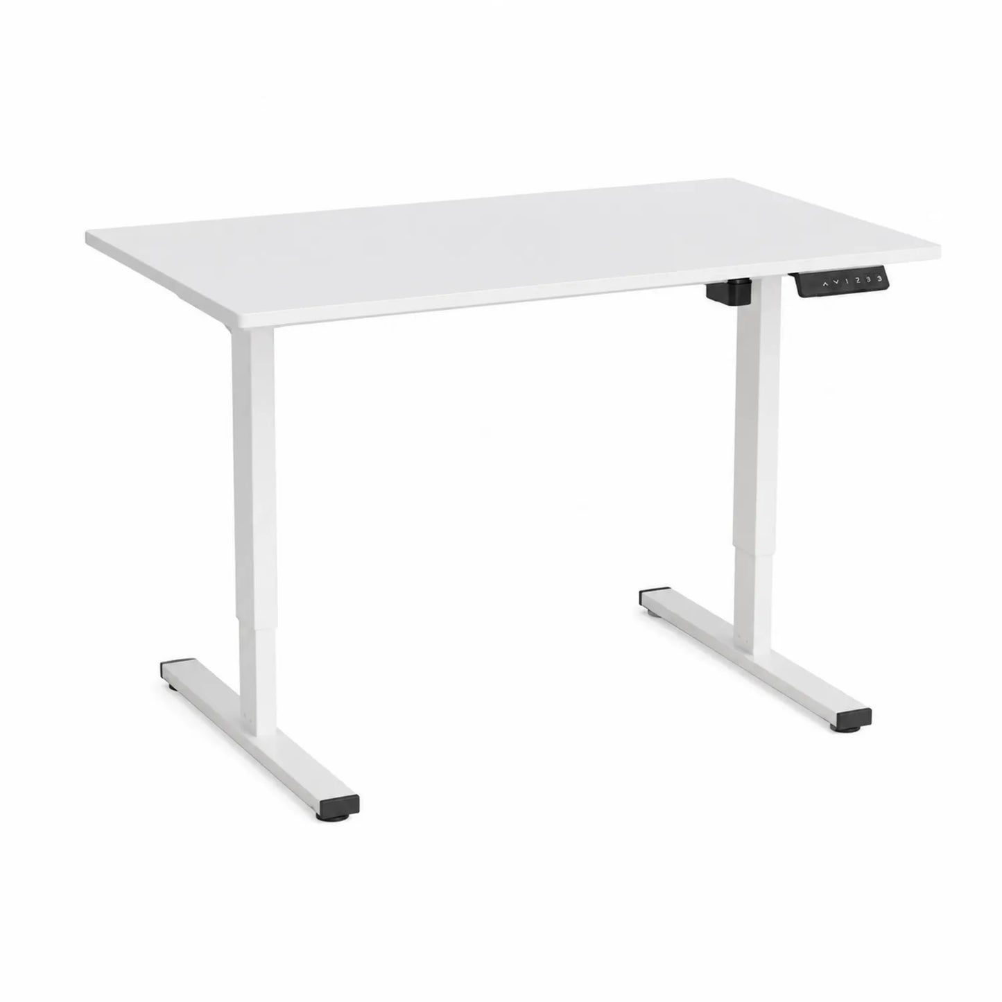 Bureau assis-debout réglable en hauteur MDF et métal Blanc