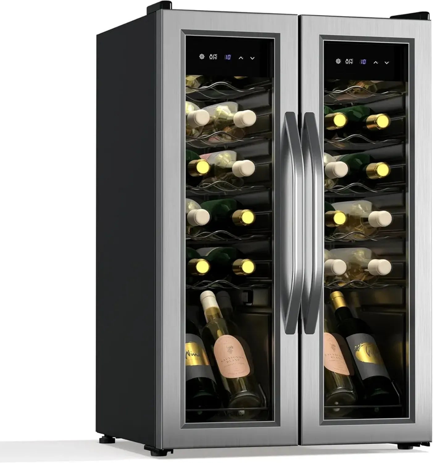Cave à vin 2 zones Klarstein Vinamour - 24 bouteilles, température réglable, écran tactile, LED, inox, double porte