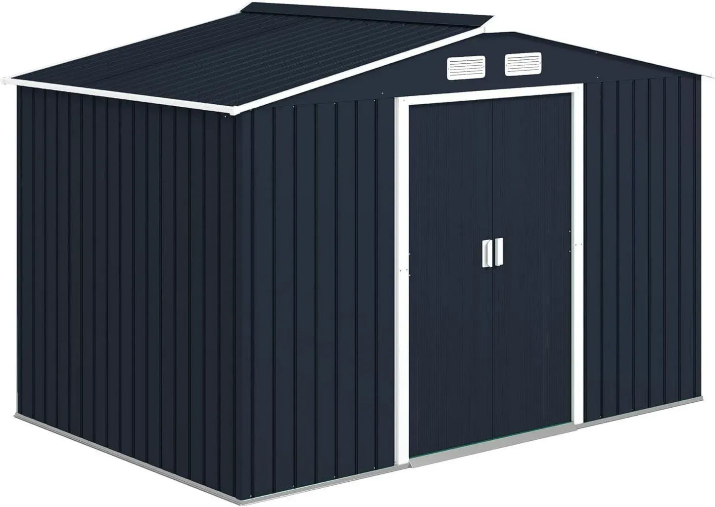 Abri de Jardin Métallique XXL 5,4 m² avec Fondation et Portes Verrouillables, Gris