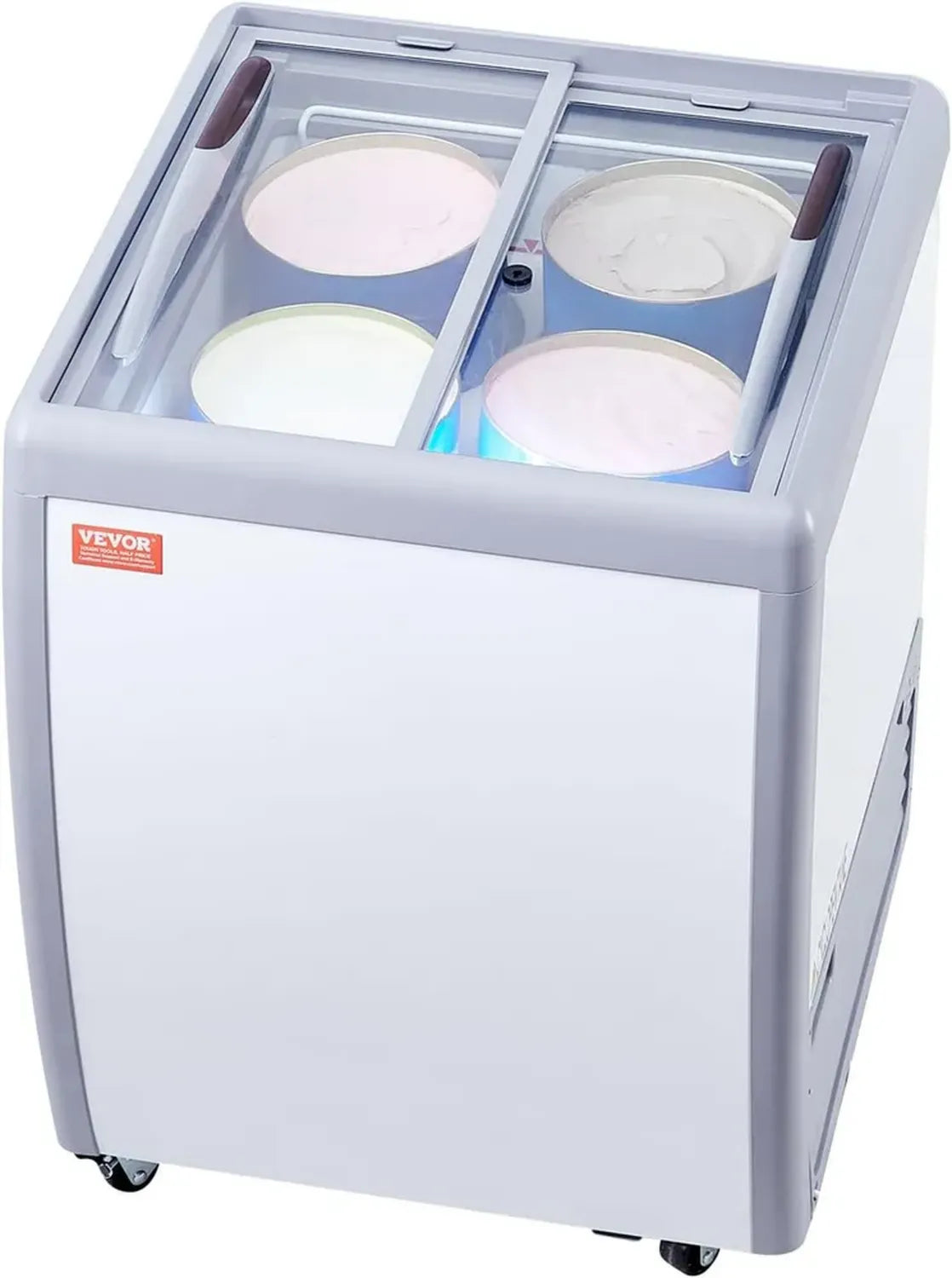 Comptoir Réfrigéré à Crème Glacée 158L VEVOR avec Portes Coulissantes en Verre