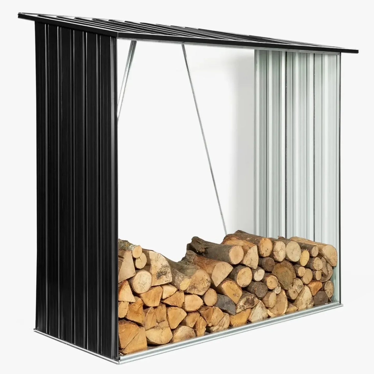 Abri de Jardin en Acier Galvanisé 2 m³ pour Stockage de Bois - Gris