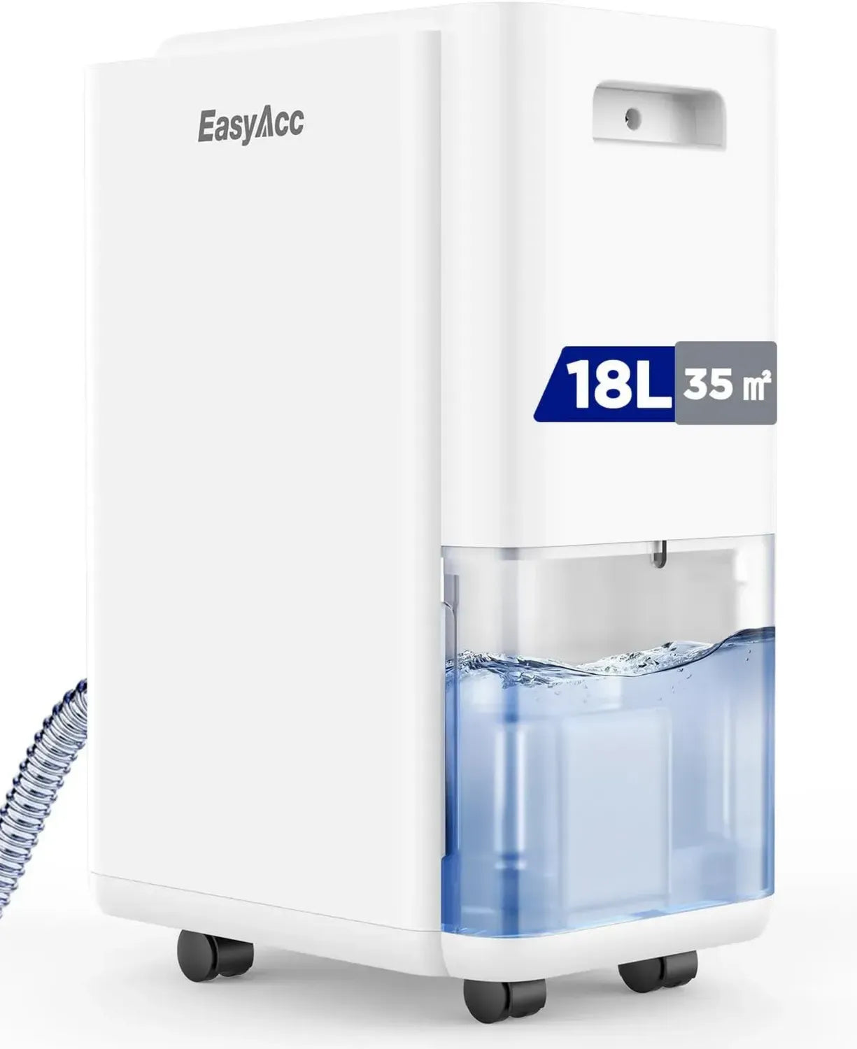 Déshumidificateur Électrique 18L/24H EasyAcc avec Capteur d'Humidité et Modes Sèche-Linge, Idéal pour Cave et Buanderie jusqu'à 35m²