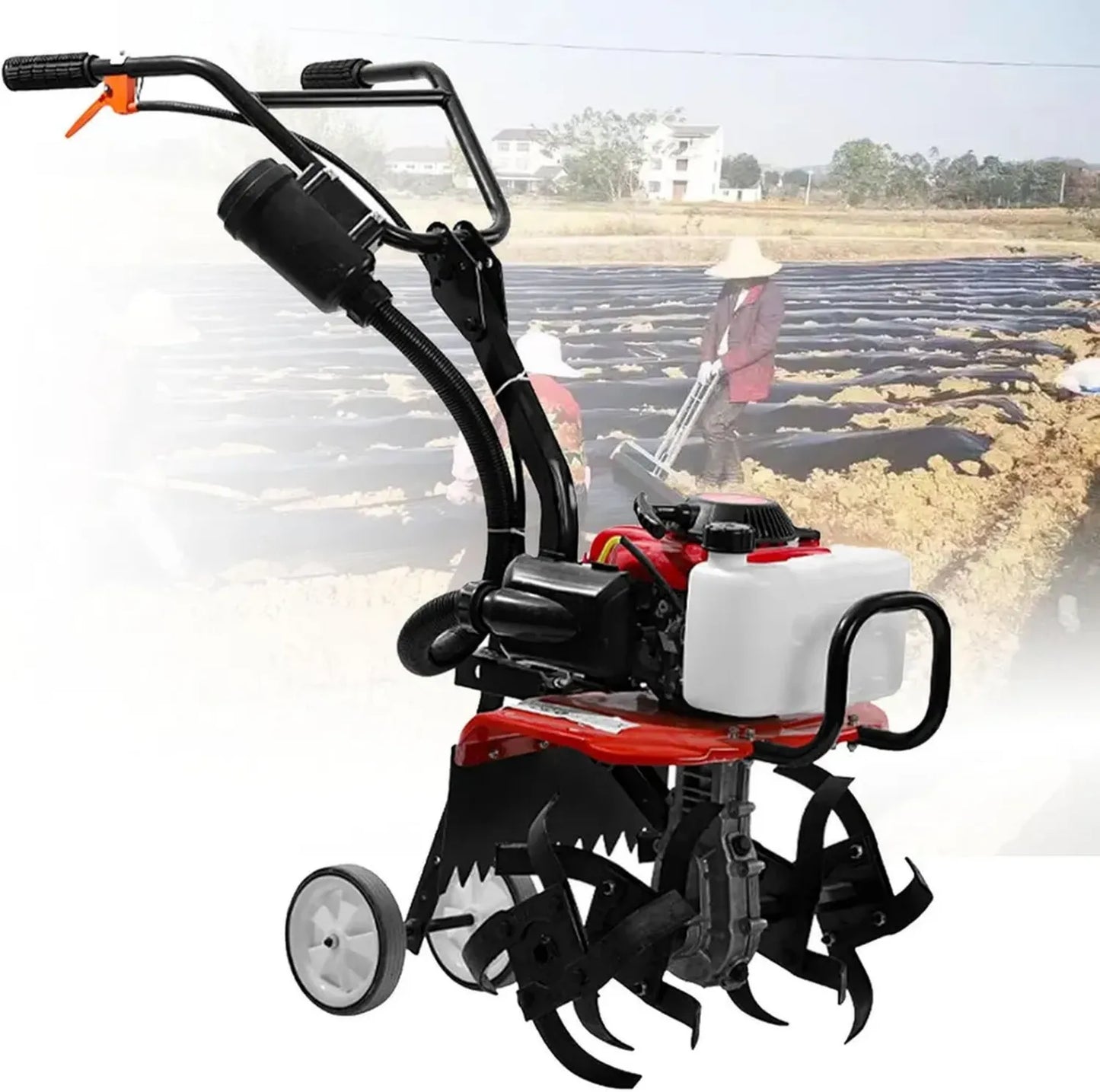 Motobineuse à essence portable pour jardin et pelouse
