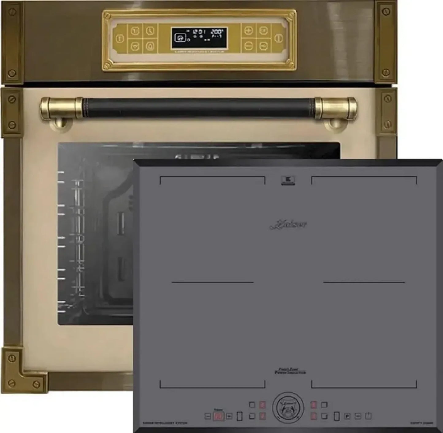 Kaiser Four Électrique Encastrable 80L et Plaque Induction 60 cm, Verre Gris, 4 Zones