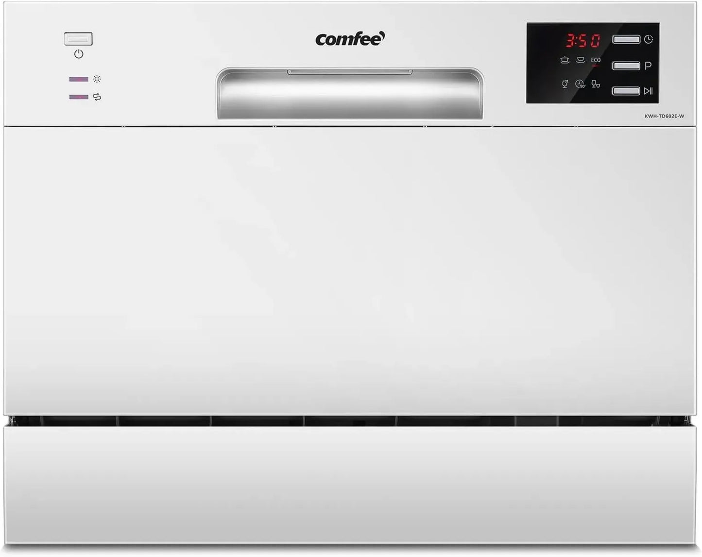 Lave-vaisselle compact COMFEE' TD602E-W, écran LED, 6,5L, blanc, silencieux 47 dB