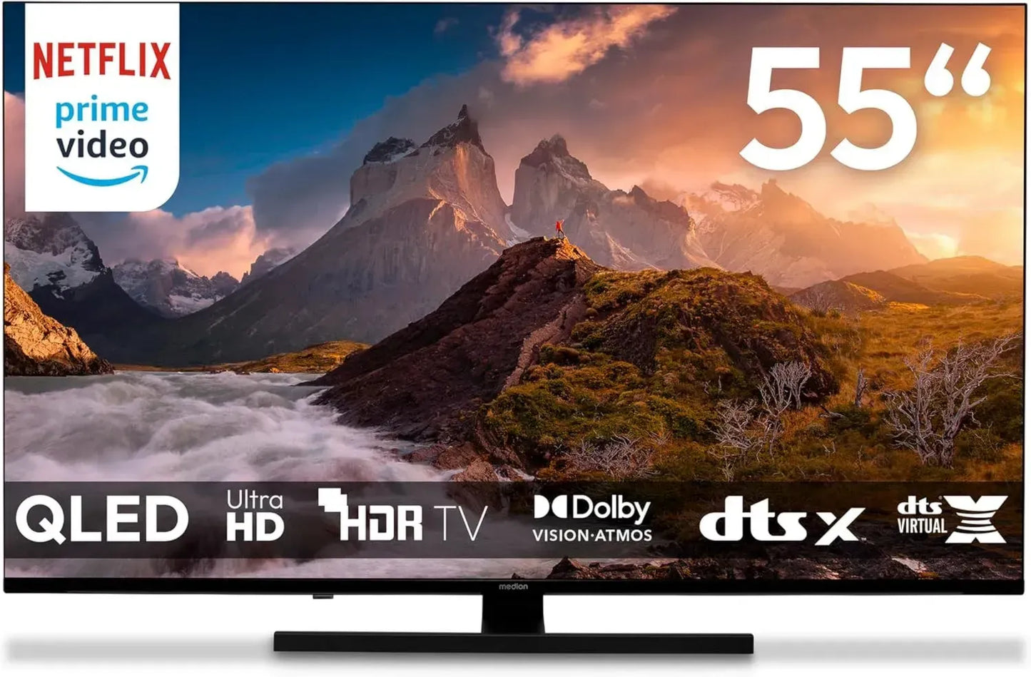 Téléviseur QLED 55 Pouces 4K Ultra HD avec Google TV, Dolby Vision, Dolby Atmos et Applications Intégrées