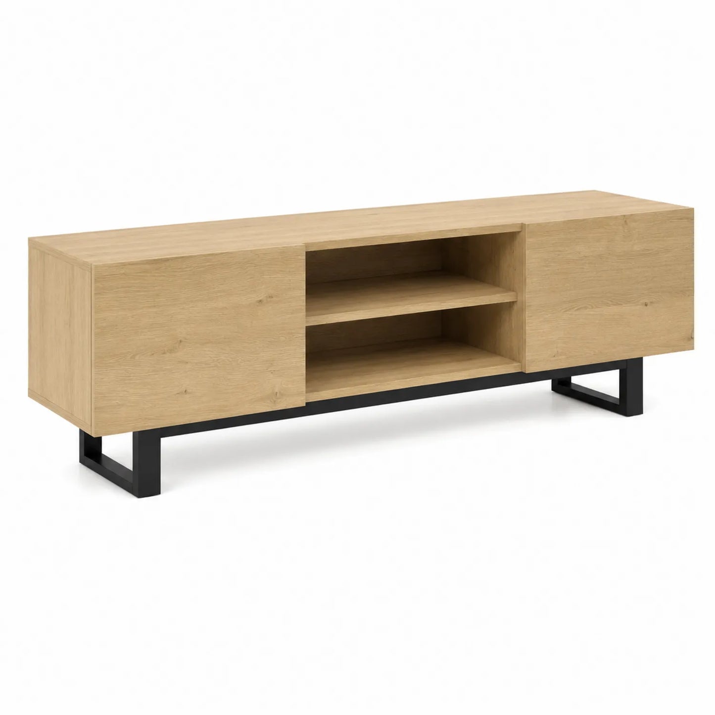 Meuble TV en bois avec pieds en métal noir