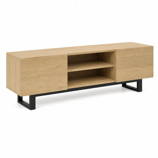Meuble TV en bois avec pieds en métal noir