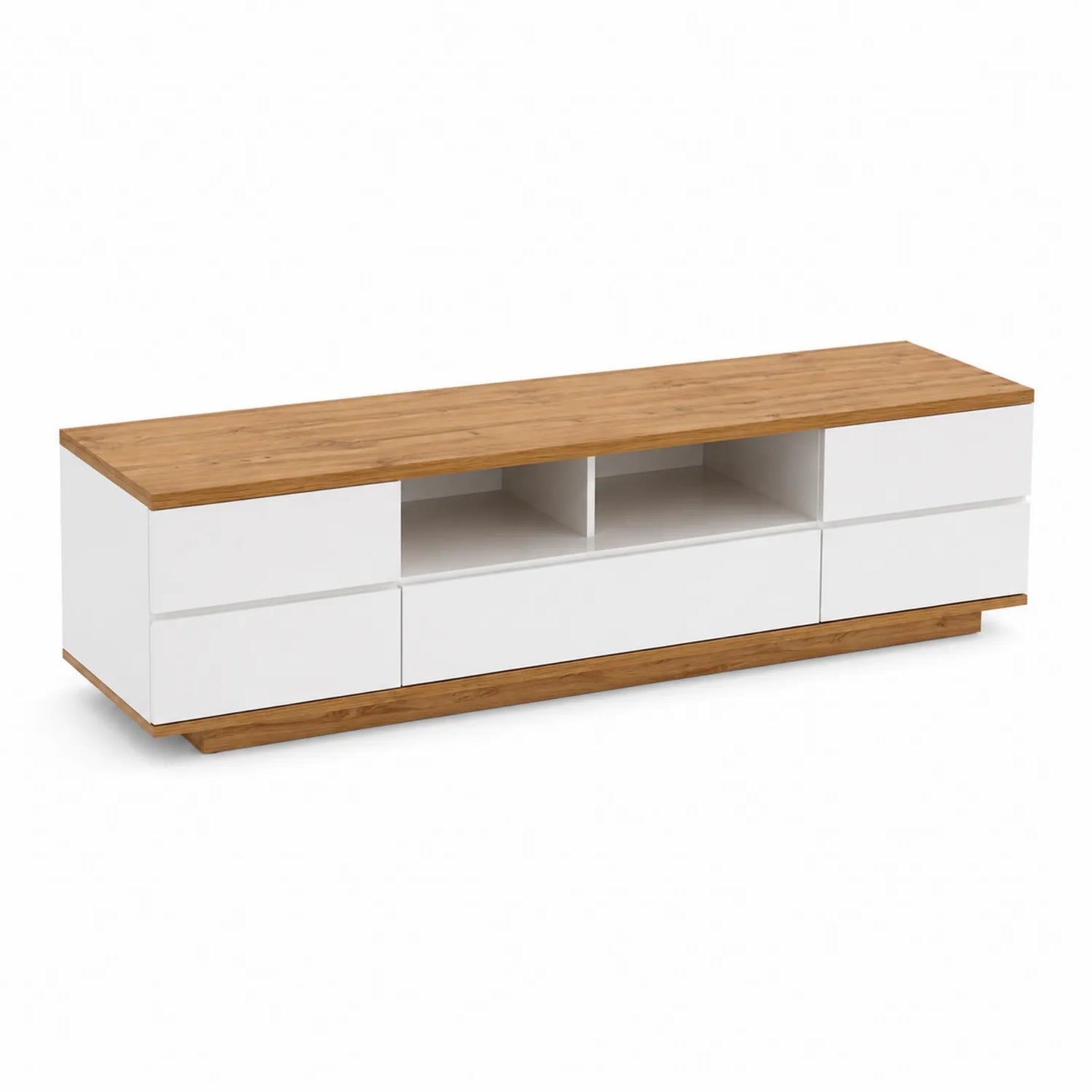 Meuble TV en Bois et MDF Blanc 160x40x45 cm