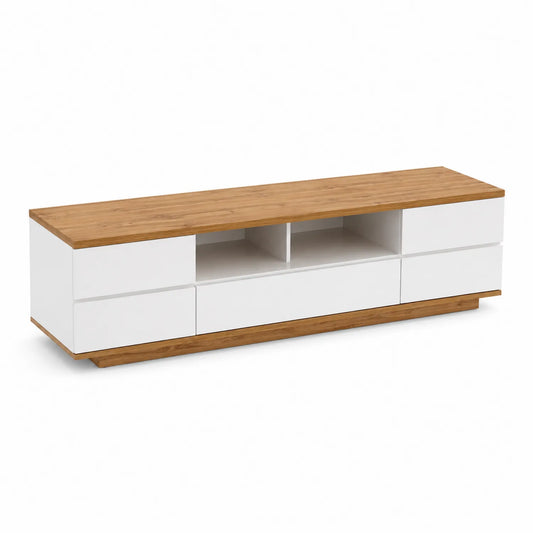 Meuble TV en Bois et MDF Blanc 160x40x45 cm