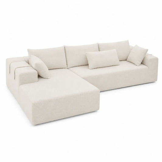 Canapé d'angle en tissu beige
