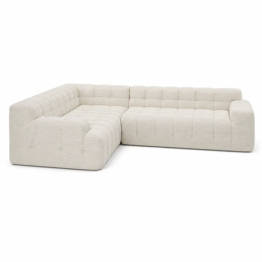 Canapé d'angle en L en velours côtelé Beige 300x150 cm