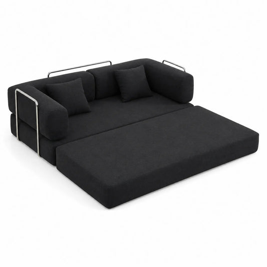 Canapé-lit modulable 2 places en tissu noir