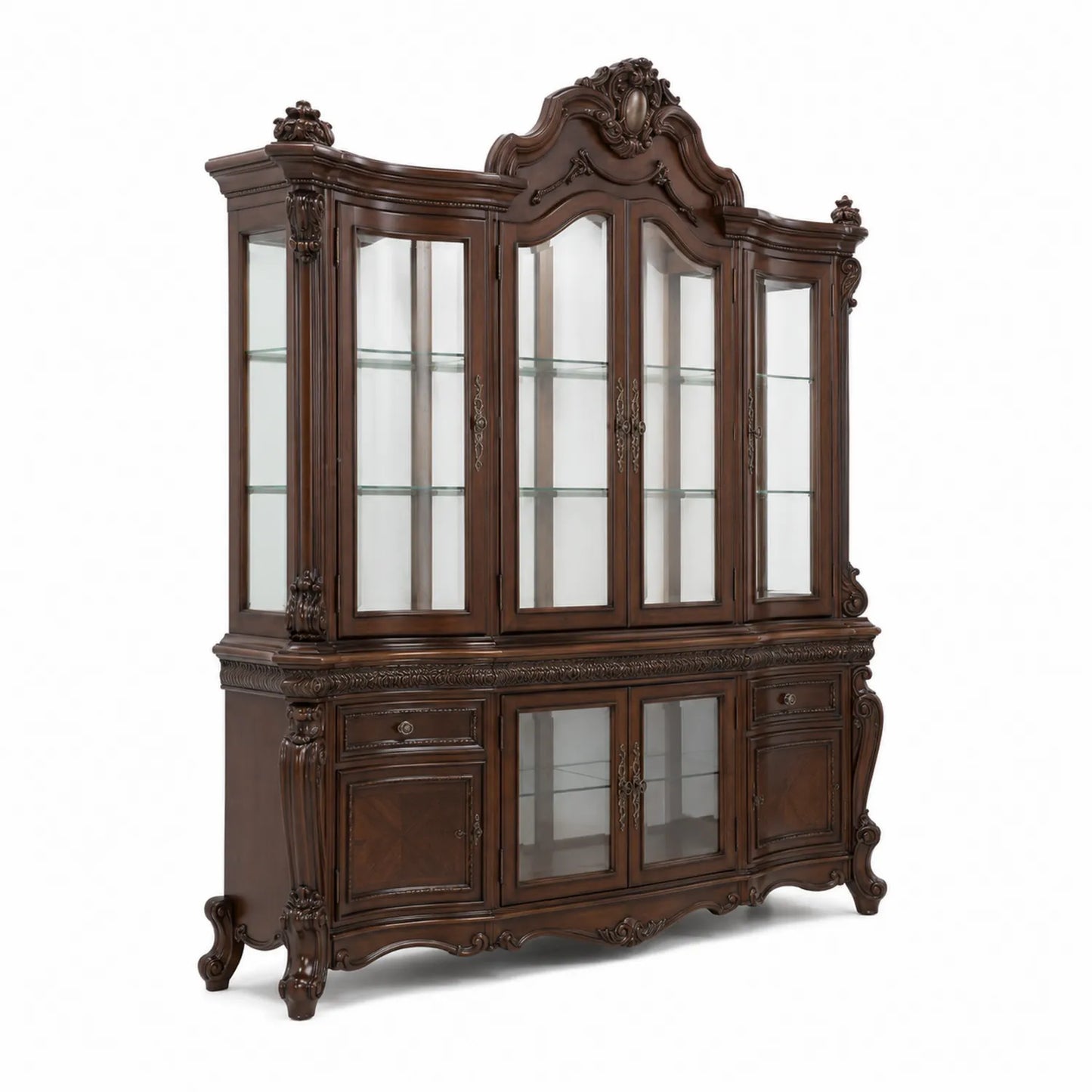 Vaisselier en bois avec vitres en verre trempé