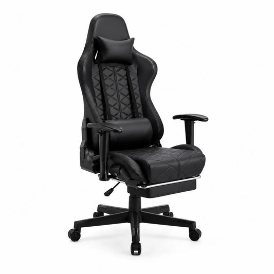 Chaise de bureau en cuir PU avec repose-pieds et accoudoirs réglables