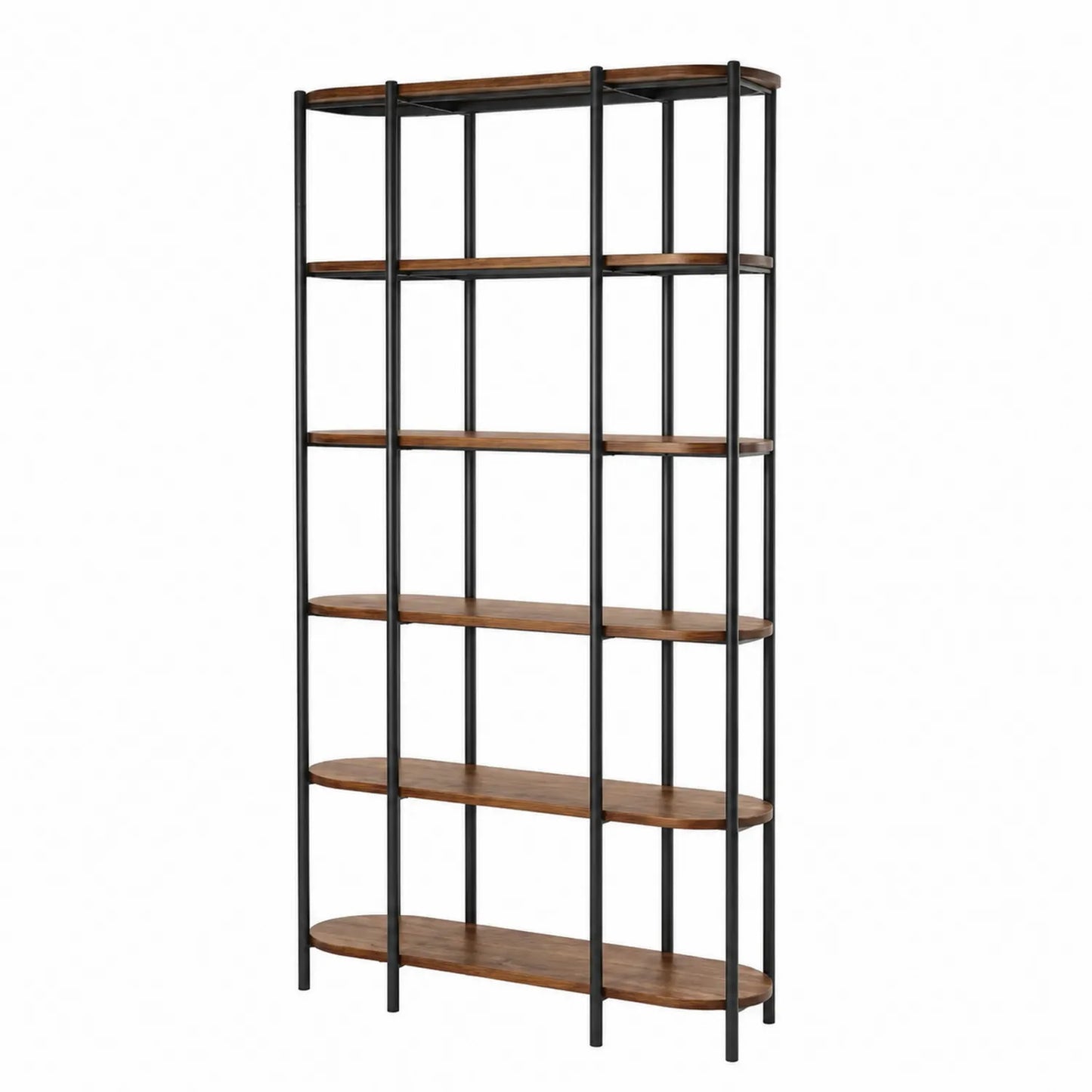 Étagère en Bois et Métal Noir/Marron 6 Niveaux