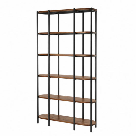 Étagère en Bois et Métal Noir/Marron 6 Niveaux