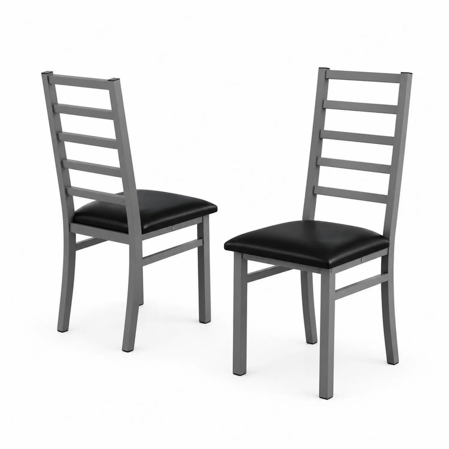 Ensemble de 2 chaises en métal et simili cuir noir