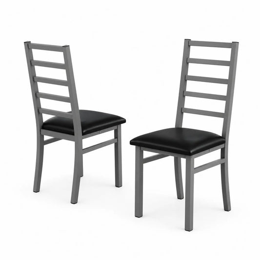 Ensemble de 2 chaises en métal et simili cuir noir