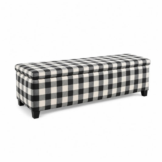 Banc en tissu à motifs noir et blanc