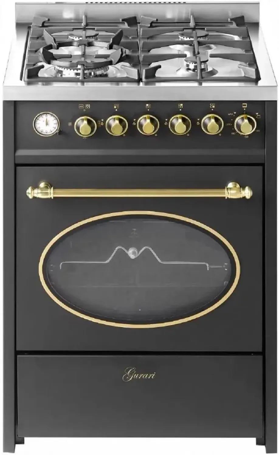 Cuisinière à gaz 60 cm avec WOK 4 kW, Barbecue et Tiroir de Rangement