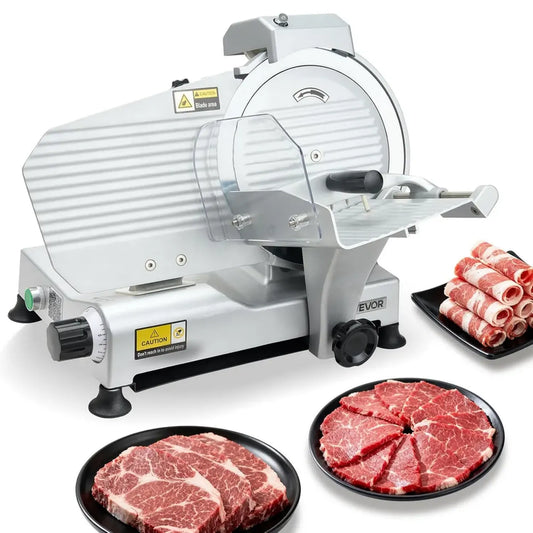 Trancheuse Électrique VEVOR 320W avec Lame 250 mm, Épaisseur Ajustable 0-10 mm, Idéale pour Viandes et Baguettes