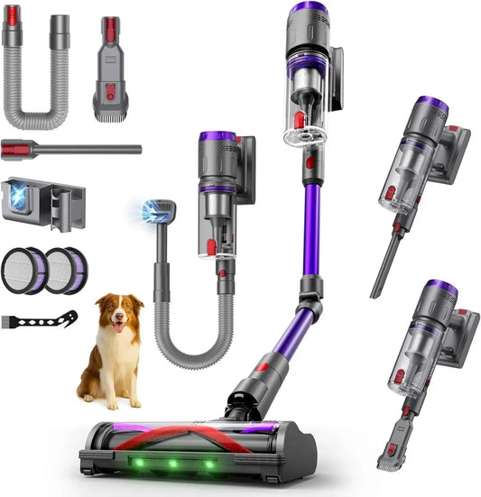 Aspirateur Balai sans Fil Puissant 600W, Autonomie 80min, Idéal pour Maison et Voiture