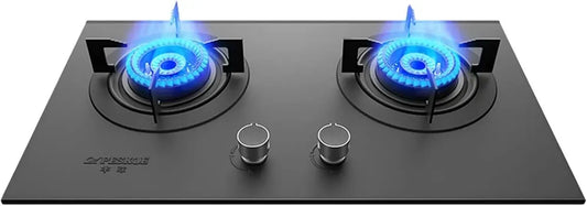 Table de cuisson à gaz encastrable 2 foyers, verre trempé, compatible GPL/NG, entretien facile, parfaite pour camping-cars et petites cuisines