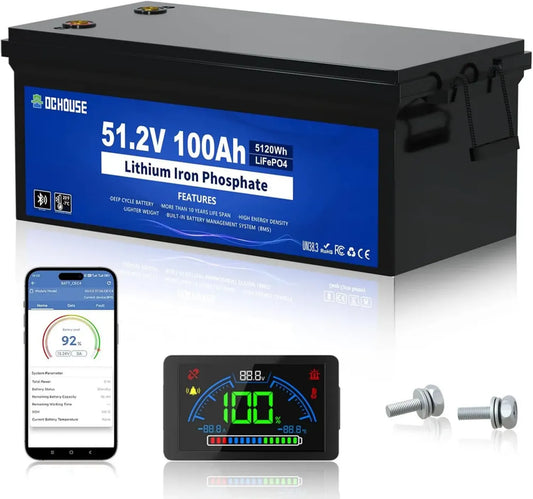 Batterie de Golf 48V 100Ah avec BMS, Affichage LCD et Bluetooth