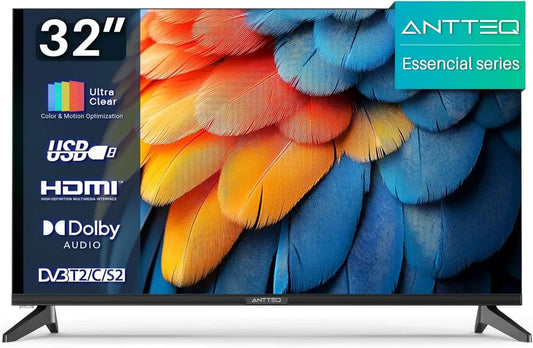 Télévision LED HD 32 Pouces Antteq, Sans Bordure, Triple Tuner, Dolby Audio, HDMI, USB