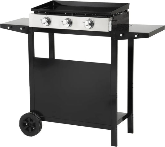 Plancha à Gaz Mérida 3 Feux 6kW avec Chariot - Happy Garden