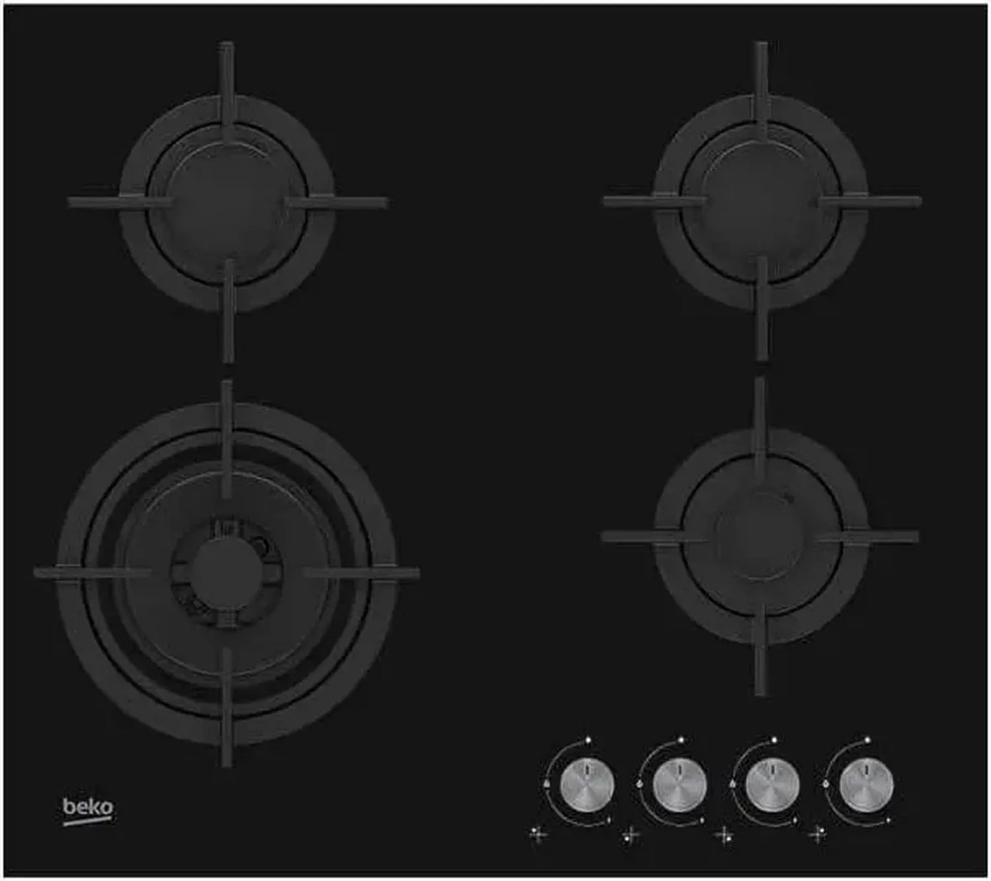 Plaque de cuisson à gaz 4 feux Beko HILW64222S encastrable, noire