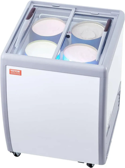 Comptoir Réfrigéré à Crème Glacée 158L VEVOR avec Portes Coulissantes en Verre