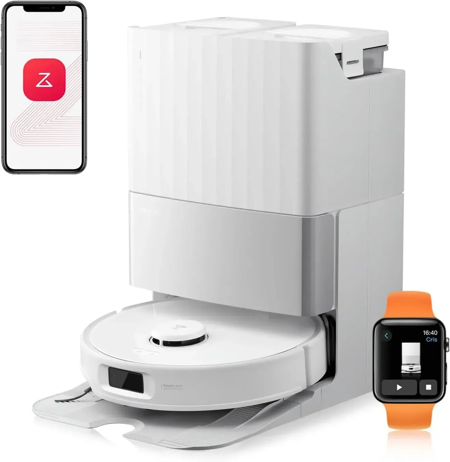 Roborock Qrevo Edge S5A Aspirateur Robot 18500Pa avec Double Système Anti-Enchevêtrements, Brosse DuoDivide & Serpillière FlexiArm, Lavage Automatique à l'Eau Chaude