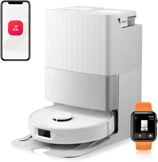 Roborock Qrevo Edge S5A Aspirateur Robot 18500Pa avec Double Système Anti-Enchevêtrements, Brosse DuoDivide & Serpillière FlexiArm, Lavage Automatique à l'Eau Chaude