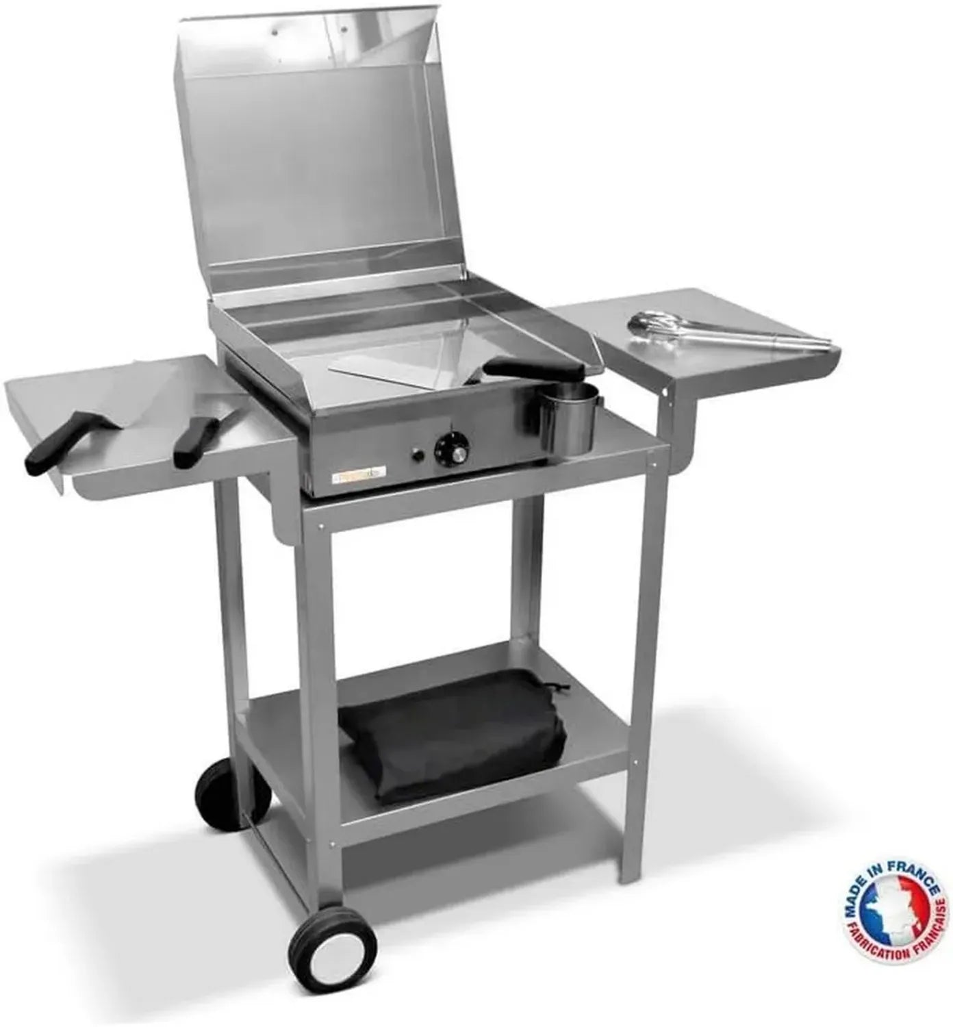 Plancha Électrique Complète NEO E420 - 1800W - Avec Chariot et Accessoires - Inox - Thermostat Ajustable - Pour 5 Personnes - Fabrication Française - 42x43x18 cm