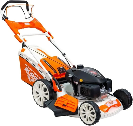 RURIS Tondeuse à Gazon à Essence Honda 4,6 CV, Largeur 51 cm, Sac 65L, Multifonctions : Ramassage, Éjection, Mulching, Autonettoyante, Autotractée