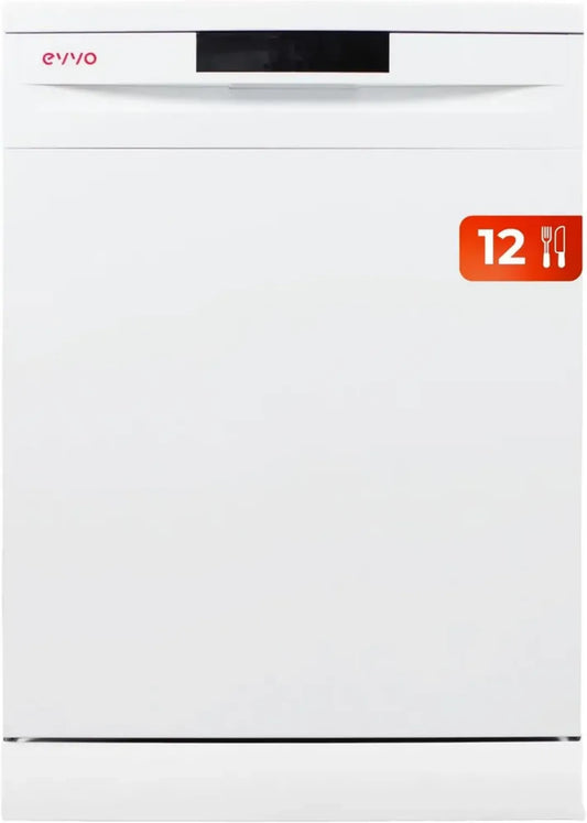 Lave-vaisselle EVVO 60 cm, 12 couverts, 5 programmes, plateau ajustable, panneau intégré, blanc