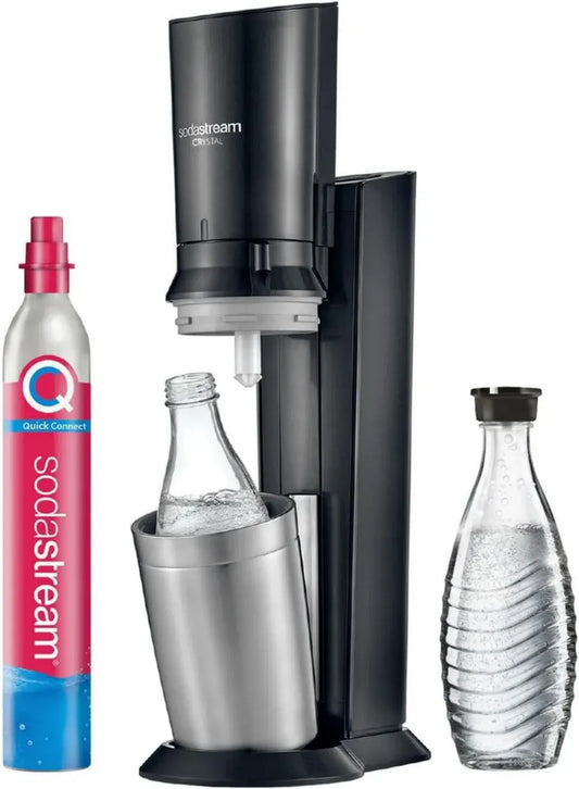 Machine à soda Crystal 3.0 avec cylindre CO2 Quick-Connect et 2 bouteilles en verre de 0,8 L - Titane