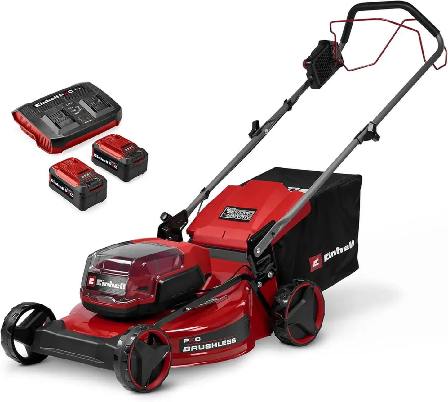 Tondeuse à Gazon Sans Fil Einhell 36V 51cm, 750m², Brushless, Collecteur 50L, 2 Batteries 5.2 Ah et Chargeur