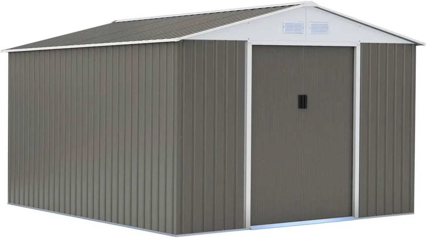 Abri de Jardin en Métal Viva Green 15,16 m² - Gris/Taupe/Blanc