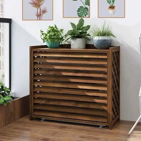 Abri Climatiseur Extérieur en Bois Massif - Résistant à la Corrosion, Décoratif et Durable, 115 x 54 x 95 cm, Idéal pour Terrasse et Jardin